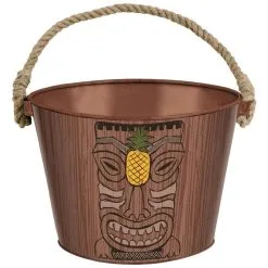 AMSCAN Vintage Tiki Metal Ice Bucket, 10in X 7in