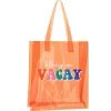 Translucent Orange Always On Vacay Vinyl Tote Bag, 14in X 16in