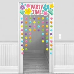 Summer Hibiscus Fabric Flower Doorway Curtain, 38in X 54in