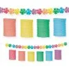 Summer Hibiscus Fabric Flower & Paper Lantern Garland, 10ft -Party Themes Sales 912671