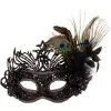 Black Sequin & Peacock Feather Masquerade Mask 1 Black Sequin & Peacock Feather Masquerade Mask -Party Themes Sales 920281