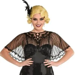 AMSCAN Black 20s Fancy Sheer Capelet -Party Themes Sales 921490 01