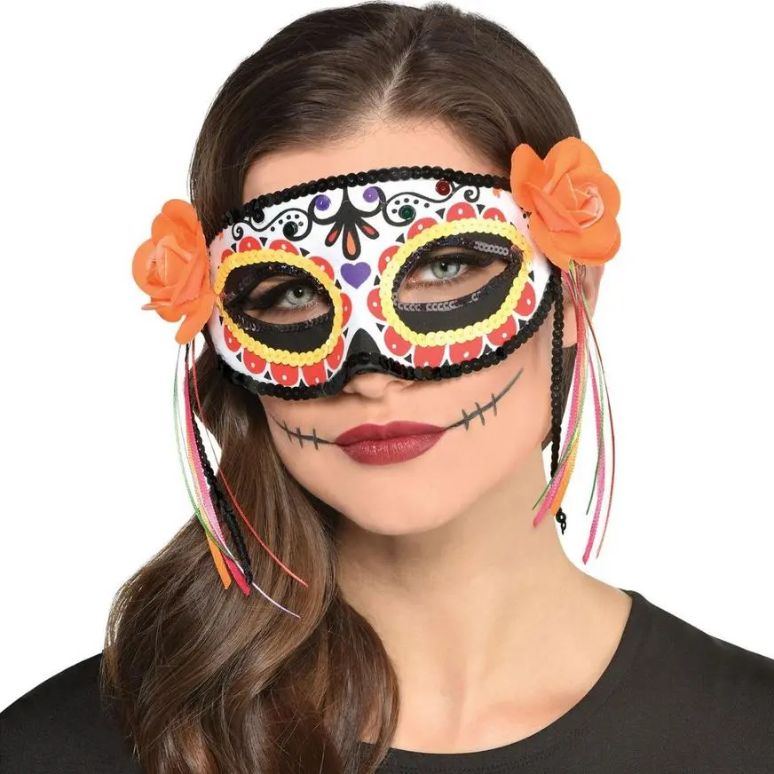 AMSCAN Day Of The Dead Calavera Fabric Eye Mask 4 AMSCAN Day Of The Dead Calavera Fabric Eye Mask - Image 2
