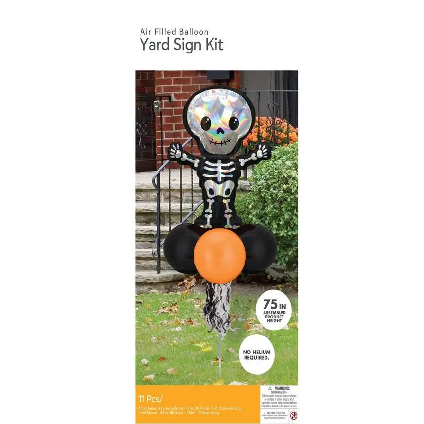 Air-filled Iridescent Skeleton Foil & Latex Balloon Yard Sign, 64in 6 Air-filled Iridescent Skeleton Foil & Latex Balloon Yard Sign, 64in - Image 4