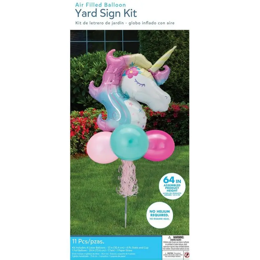 Air-Filled Enchanted Unicorn Foil & Latex Balloon Yard Sign, 64in 6 Air-Filled Enchanted Unicorn Foil & Latex Balloon Yard Sign, 64in - Image 4
