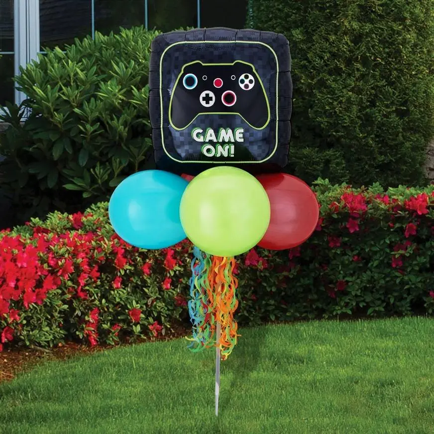 Air-Filled Game On Foil & Latex Balloon Yard Sign, 62in 3 Air-Filled Game On Foil & Latex Balloon Yard Sign, 62in