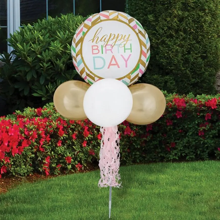 Air-Filled Pastel Birthday Celebration Foil & Latex Balloon Yard Sign, 62in 3 Air-Filled Pastel Birthday Celebration Foil & Latex Balloon Yard Sign, 62in