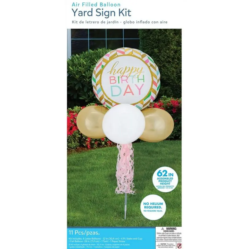 Air-Filled Pastel Birthday Celebration Foil & Latex Balloon Yard Sign, 62in 6 Air-Filled Pastel Birthday Celebration Foil & Latex Balloon Yard Sign, 62in - Image 4