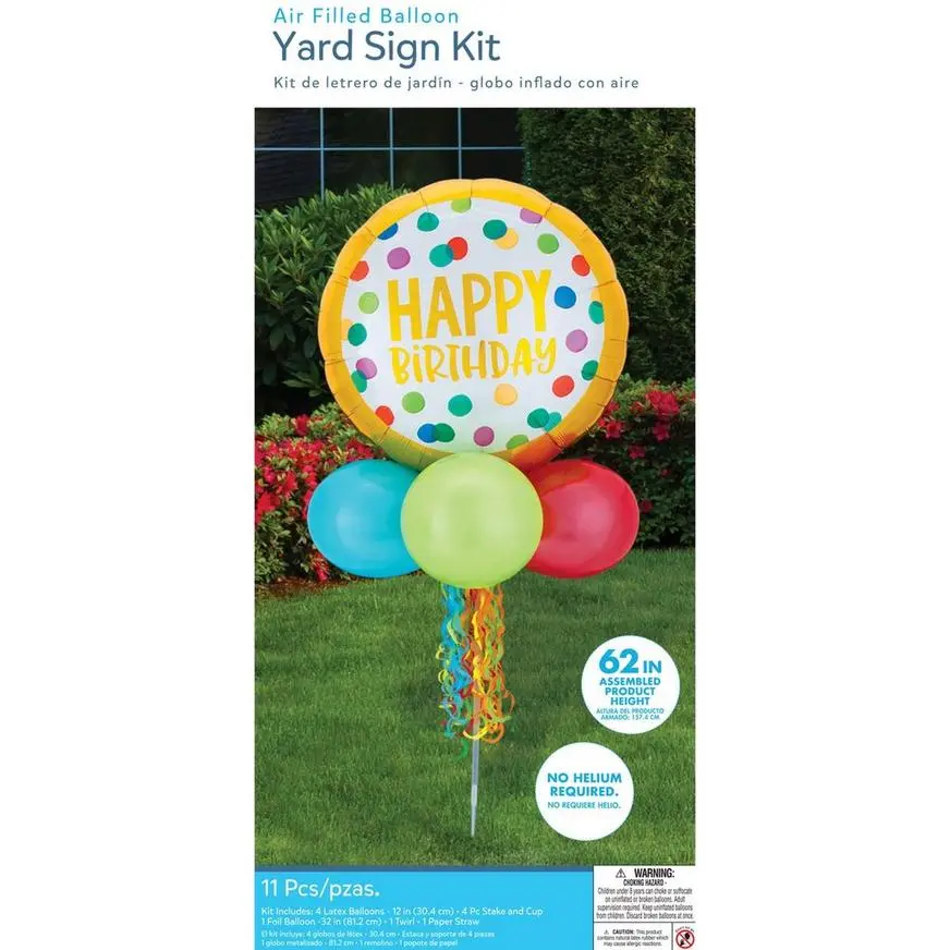 Air-Filled Gold & Polka Dot Birthday Foil & Latex Balloon Yard Sign, 62in 6 Air-Filled Gold & Polka Dot Birthday Foil & Latex Balloon Yard Sign, 62in - Image 4