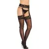 Black Sheer Pantyhose For Adults With Lace Suspender Garter -Party Themes Sales 923928