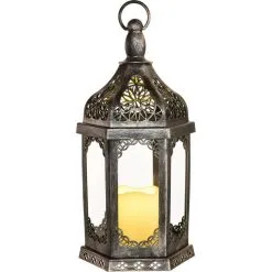 Latika LED Candle Lantern, 7.4in X 15.1in