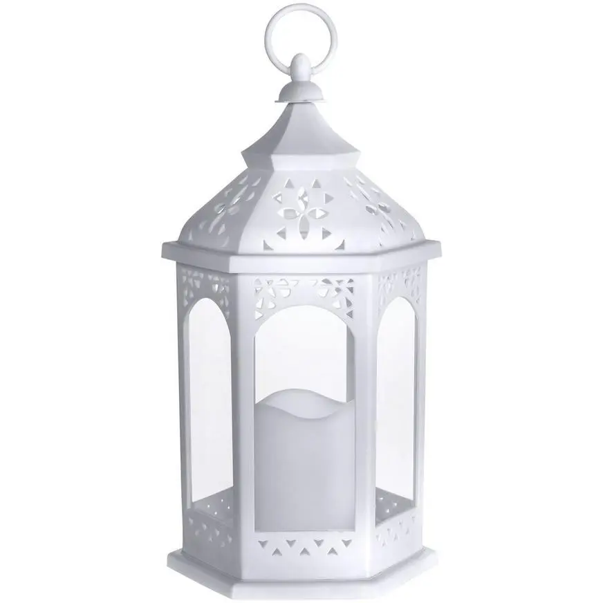 White Latika LED Candle Lantern, 7.7in X 15.75in 3 White Latika LED Candle Lantern, 7.7in X 15.75in
