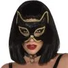 Black & Gold Fabric & Marabou Feather Cat Mask -Party Themes Sales 928227