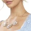 High Society Floral Faux Diamond Metal Necklace -Party Themes Sales 929056