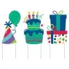 Birthday Icons Corrugated Plastic Yard Sign Set, 15.6in X 25in, 3pc -Party Themes Sales 931456