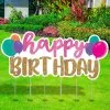 Gold & Pink Glitter Happy Birthday Corrugated Plastic Yard Sign, 67.6in X 30.7in -Party Themes Sales 933161