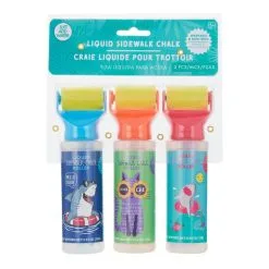 Animal-Themed Liquid Sidewalk Chalk Rollers, 0.53oz, 3ct - Blue, Orange & Red -Party Themes Sales 937344 03