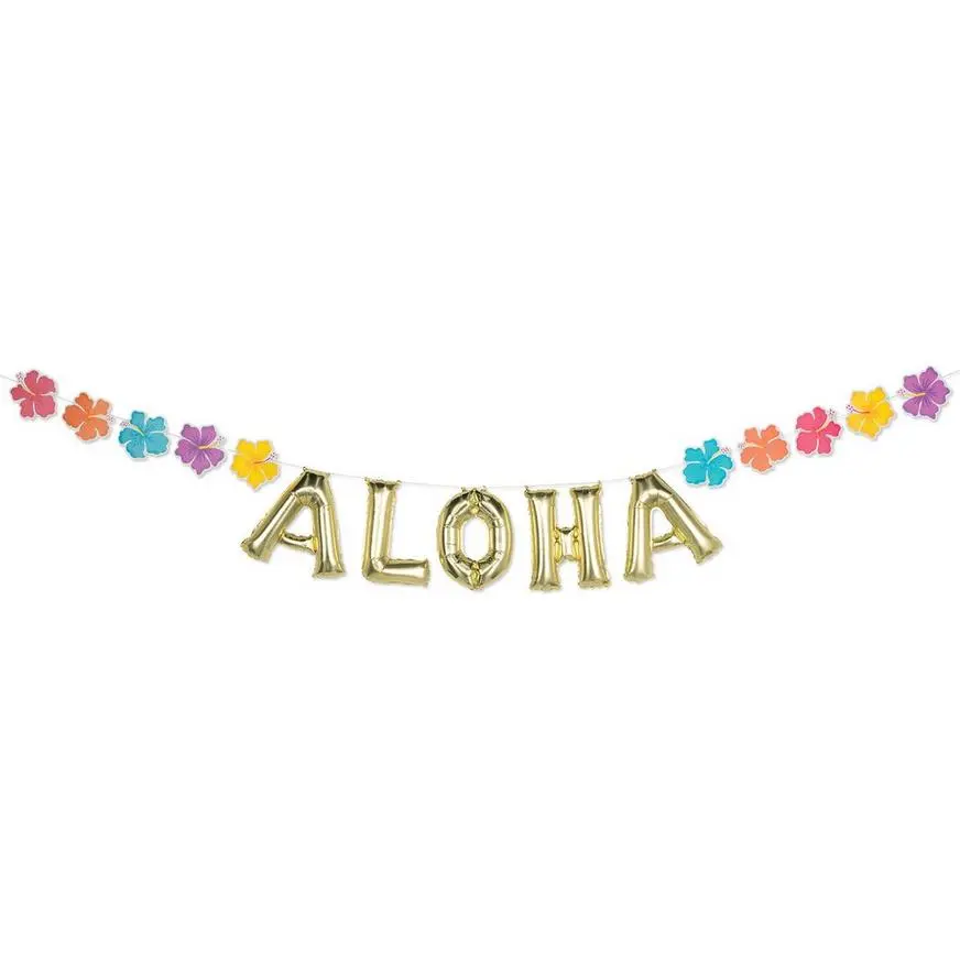 Air-Filled Gold Aloha Balloon Banner, 20ft 3 Air-Filled Gold Aloha Balloon Banner, 20ft