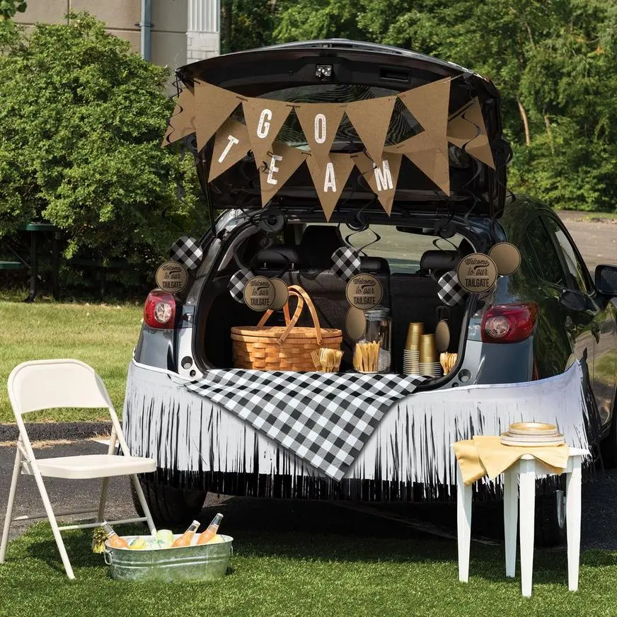 Black & White Plaid Tailgate Car Decorating Kit, 14pc 3 Black & White Plaid Tailgate Car Decorating Kit, 14pc