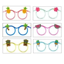 Multicolor Summer Straw Glasses, 6ct -Party Themes Sales 937609 02