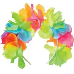 Neon Rainbow Flower Fabric & Plastic Headband