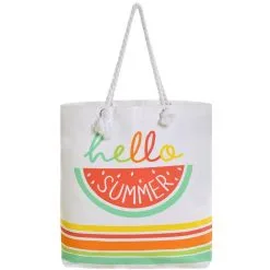 Hello Summer Canvas Tote Bag, 17.5in X 16.25in