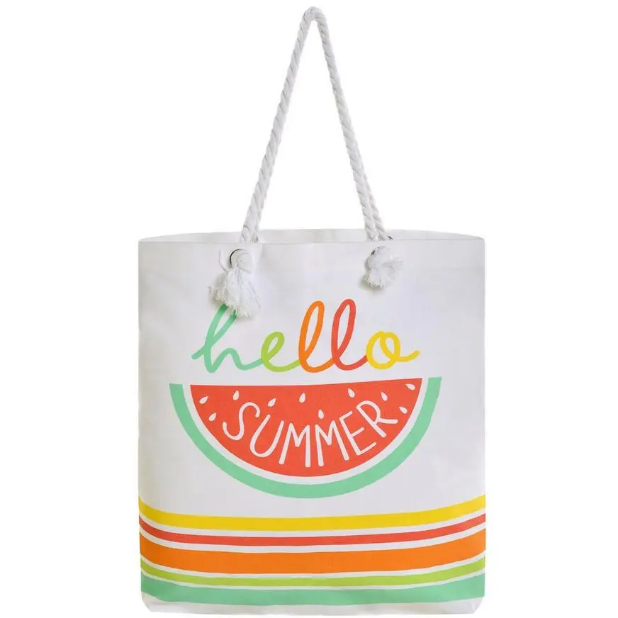 Hello Summer Canvas Tote Bag, 17.5in X 16.25in 3 Hello Summer Canvas Tote Bag, 17.5in X 16.25in