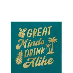 Metallic Great Minds Drink Alike Summer Paper Beverage Napkins, 5in, 16in