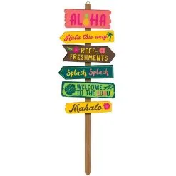 Summer Luau MDF & Metal Directional Yard Sign, 15in X 48in