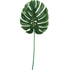 Monstera Leaf Plastic & Fabric Decoration, 11.4in X 30in