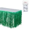 Green Faux Grass Tissue Paper Fringe Table Skirt With Table Cover Clips, 9ft X 29in -Party Themes Sales 940438