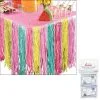 Pastel Just Chillin Faux Grass Tissue Paper Fringe Table Skirt With Table Cover Clips, 9ft X 30in 2 Pastel Just Chillin Faux Grass Tissue Paper Fringe Table Skirt With Table Cover Clips, 9ft X 30in -Party Themes Sales 940440