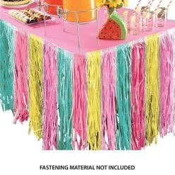 Pastel Just Chillin Faux Grass Tissue Paper Fringe Table Skirt With Table Cover Clips, 9ft X 30in 7 Pastel Just Chillin Faux Grass Tissue Paper Fringe Table Skirt With Table Cover Clips, 9ft X 30in -Party Themes Sales 940440 02