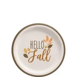 Golden Autumn Paper Dessert Plates, 7in, 8ct