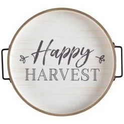 Happy Harvest MDF & Metal Round Serving Tray, 13.5in