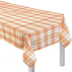 Fall Plaid Fabric Tablecloth, 60in X 104in