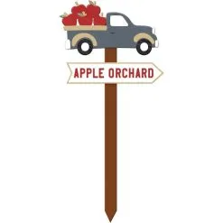 Fall Apple Orchard Wooden Yard Stake, 27.8in
