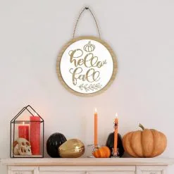 Hello Fall Round MDF & Metal Sign, 11in X 11in -Party Themes Sales 941677 01