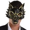 AMSCAN Adult Black & Metallic Gold Wolf Foam Half Mask -Party Themes Sales 942050