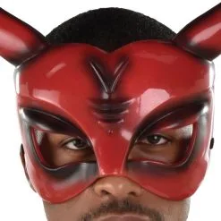 AMSCAN Adult Black & Red Horned Devil Plastic Half Mask -Party Themes Sales 942062 01