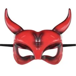AMSCAN Adult Black & Red Horned Devil Plastic Half Mask -Party Themes Sales 942062 02
