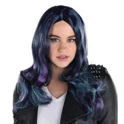 AMSCAN Navy Blue, Purple & Turquoise Oil Slick Curly Wig, 20in