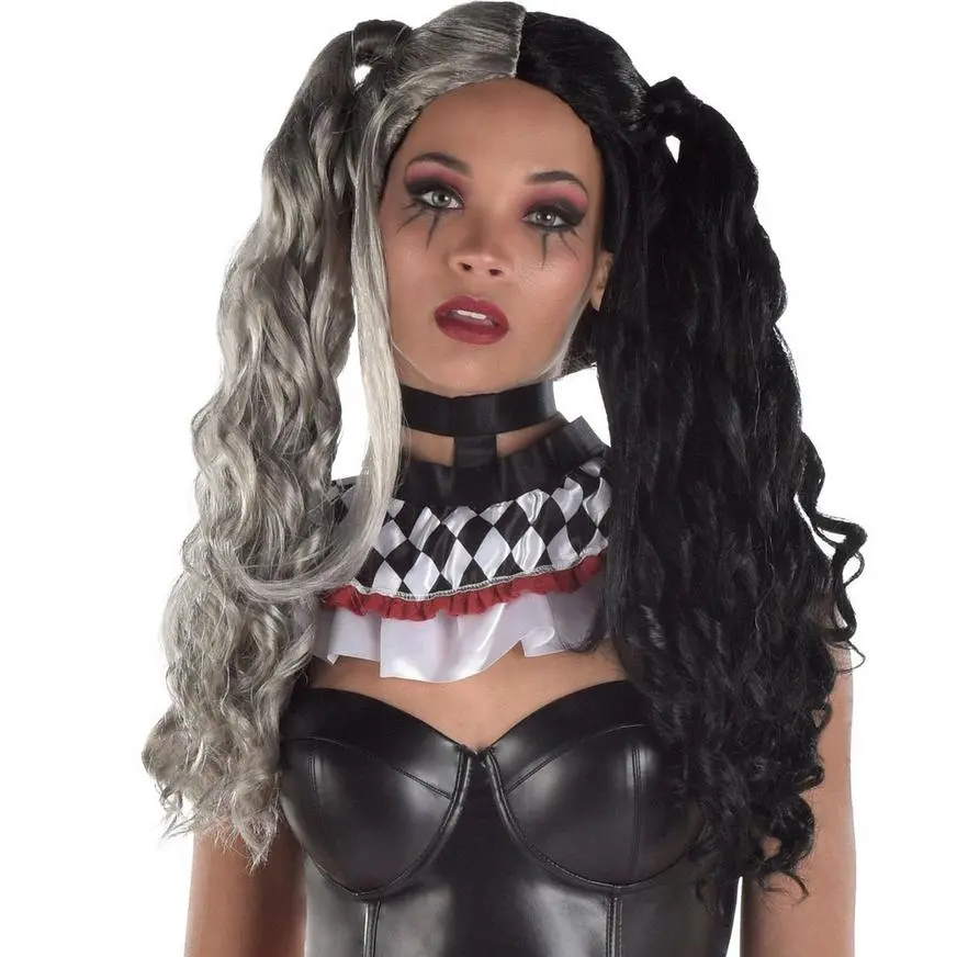 Long Black & Gray Pigtail Wig 3 Long Black & Gray Pigtail Wig