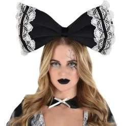 Adult Black & White Creepy Doll Bow Headband 7 Adult Black & White Creepy Doll Bow Headband -Party Themes Sales 942187 02