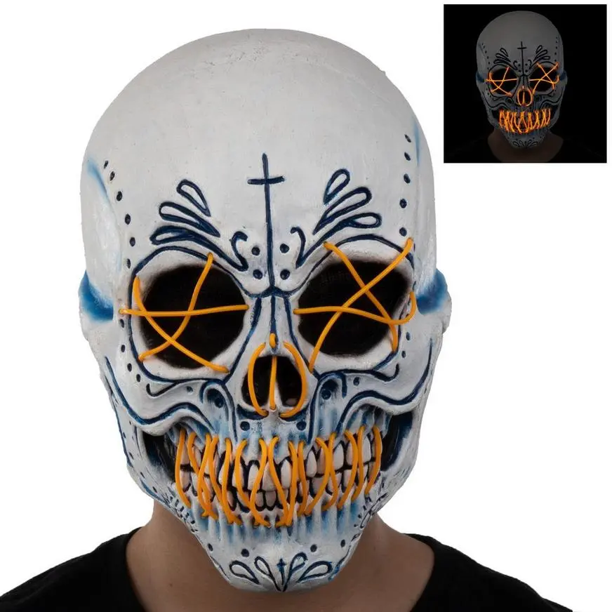 Adult Light-Up El Catrin Skull Latex Mask 3 Adult Light-Up El Catrin Skull Latex Mask