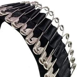 Adult Black Velour Safety Pin Headband - Punk Rock -Party Themes Sales 942776 01