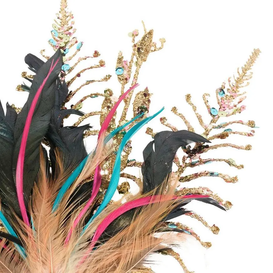 Adult Rainbow Rhinestone & Gold Feather Masquerade Mask 6 Adult Rainbow Rhinestone & Gold Feather Masquerade Mask - Image 4