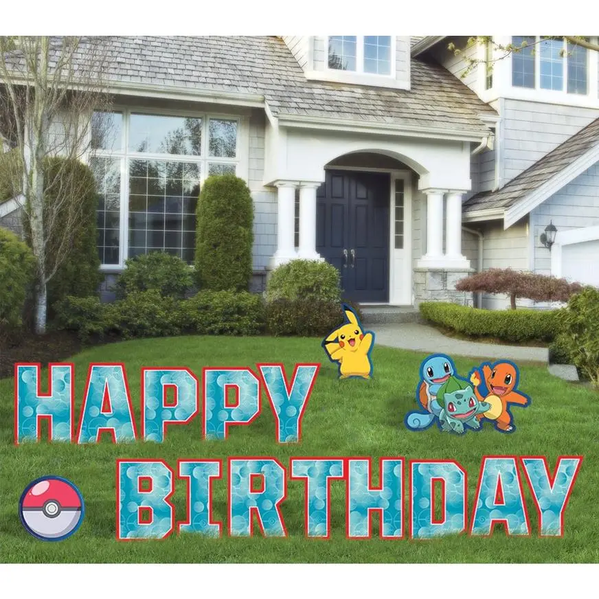 Happy Birthday Corrugated Plastic Yard Sign Phrase Set, 11in Letters, 10pc - Pokémon 3 Happy Birthday Corrugated Plastic Yard Sign Phrase Set, 11in Letters, 10pc - Pokémon
