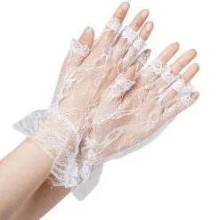 Adult White Lace Fingerless Gloves