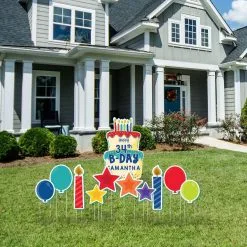 Birthday Cake, Balloons & Candles Corrugated Plastic Yard Sign Set, 11pc